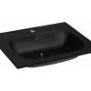 Vente-unique Vasque à encastrer en résine effet pierre - Noir - L60 x l46 cm - OKIWA