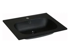 Vente-unique Vasque à encastrer en résine effet pierre - Noir - L60 x l46 cm - OKIWA