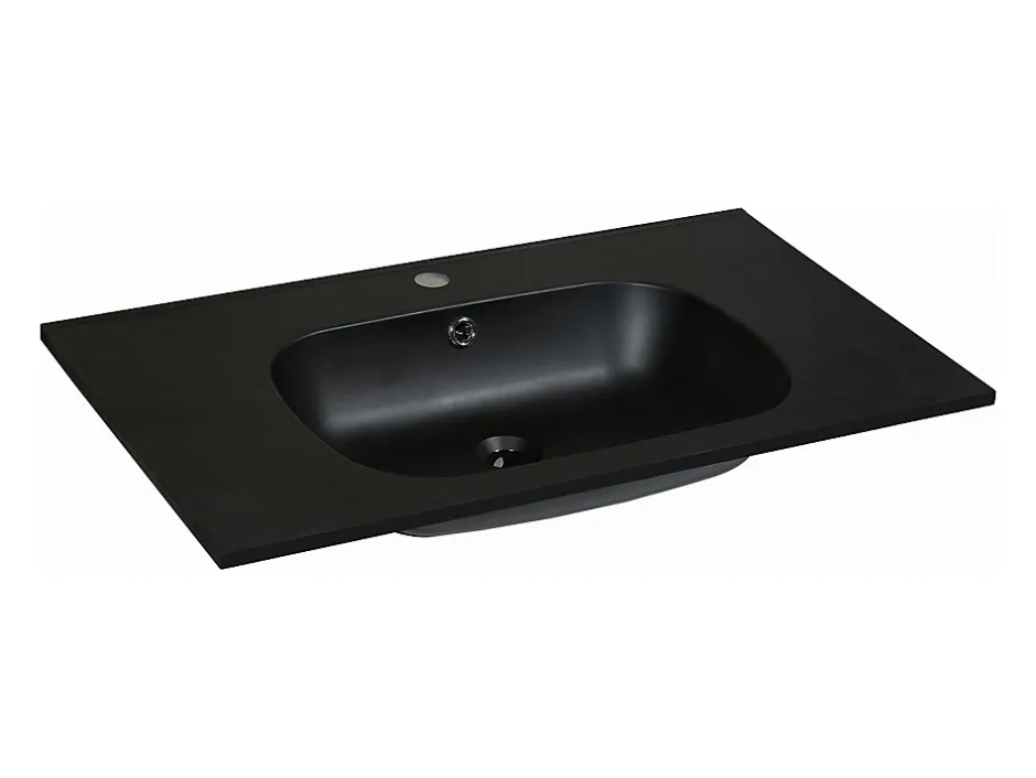 Vente-unique Vasque à encastrer en résine effet pierre - Noir - L80 x l46 cm - OKIWA* Vasque À Encastrer