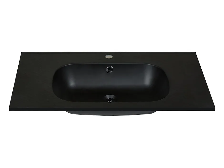 Vente-unique Vasque à encastrer en résine effet pierre - Noir - L80 x l46 cm - OKIWA* Vasque À Encastrer