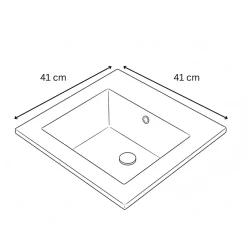 Otitec Vasque à encastrer rectangulaire - 41,5 x 41,5 cm - Blanc brillant - VELIA