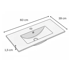 Otitec Vasque à encastrer rectangulaire - 60 x 39 cm - Blanc brillant - AUREA