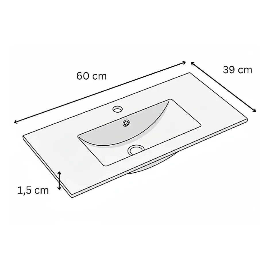 Otitec Vasque à encastrer rectangulaire - 60 x 39 cm - Blanc brillant - AUREA