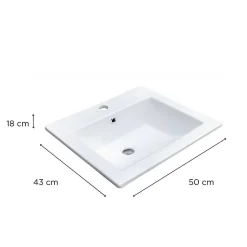 Mob-In Vasque à encastrer rectangle en céramique blanche 50x43cm