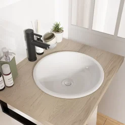 Homesight Vasque à encastrer ronde céramique blanc Oasis