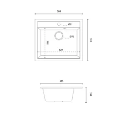 Cuisibane Vasque à encastrer SINK en résine 58x52 cm