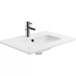 Sanindusa Vasque à encastrer sur plan de toilette ou à poser sur meuble 81x46 hauteur 15cm (mitigeur et vidage non inclus)