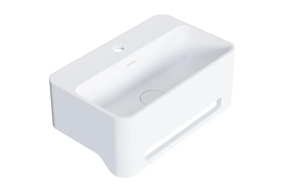 Bernstein Vasque / Lavabo mural rectangulaire Fonte minérale 50x31x20cm Blanc mat, sans bonde ni cache - NT8558