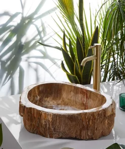 Pegane Vasque à poser / lavabo en pierre naturelle coloris brun - Longueur 45 x Hauteur 15 x Profondeur 40 cm* Vasque À Poser