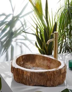 Pegane Vasque à poser / lavabo en pierre naturelle coloris brun - Longueur 45 x Hauteur 15 x Profondeur 40 cm* Vasque À Poser