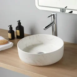 Planète Bain Vasque à poser Andria 36 cm - Effet marbre - Rebords fins