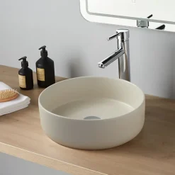 Planète Bain Vasque à poser Andria 37cm - Beige mat - Rebords fins* Vasque À Poser