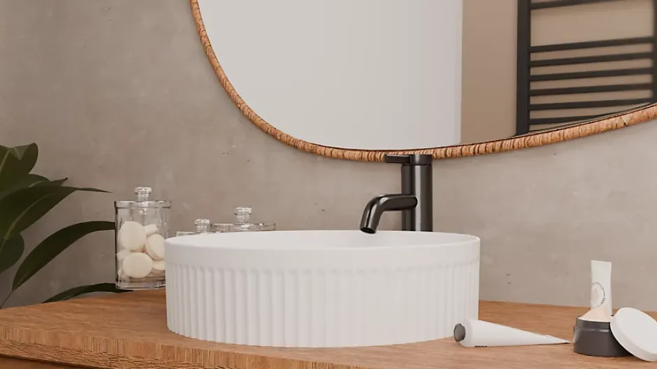 Sanitaire Vasque à poser cannelée BEYOND 40cm Blanc Mat