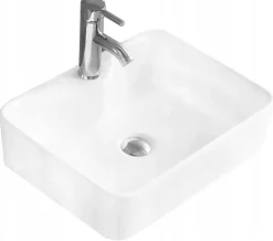 Silla Global Vasque à poser carré, céramique 49x38x13 cm Blanc