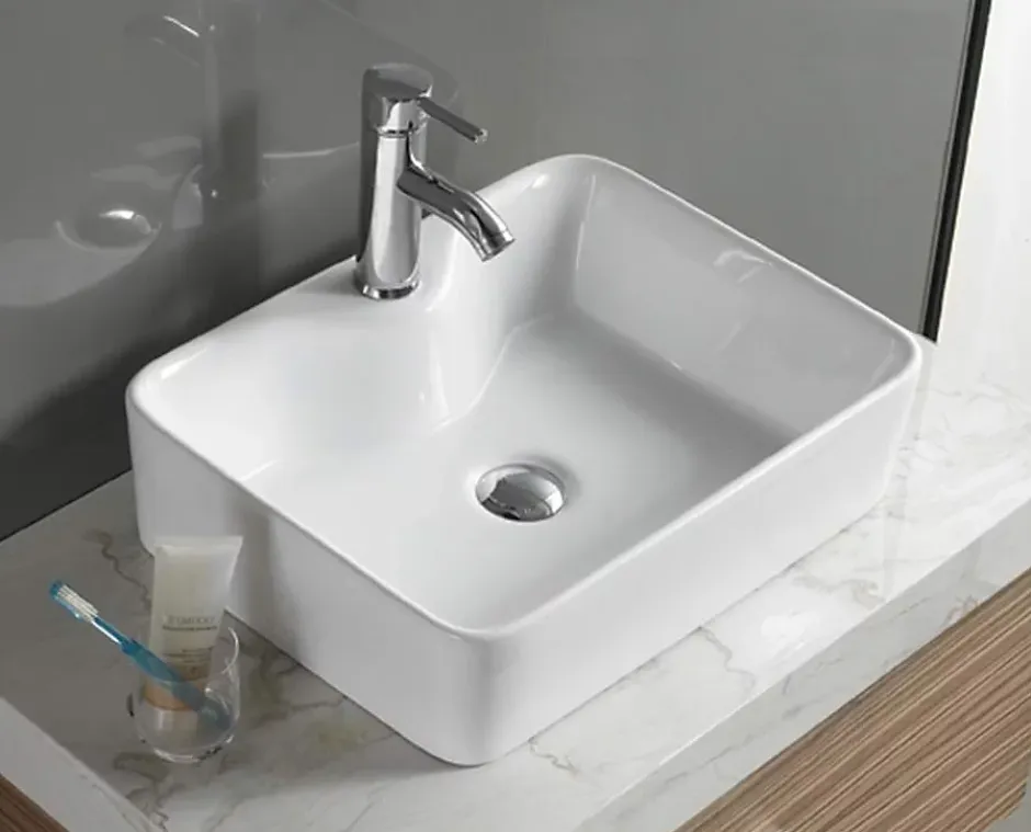Silla Global Vasque à poser carré, céramique 49x38x13 cm Blanc