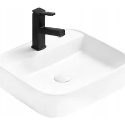 Silla Global Vasque à poser carré, céramique 45x40x11 cm Blanc