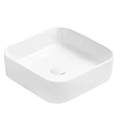 Silla Global Vasque à poser carré, céramique, 37,5x37,5x11 cm, blanc
