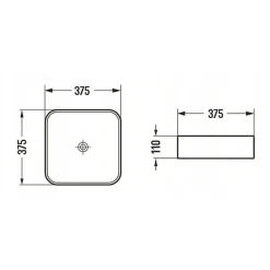 Silla Global Vasque à poser carré, céramique, 37,5x37,5x11 cm, blanc