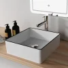 Planète Bain Vasque à poser carrée avec liseré noir - 38.5x38.5cm - Cadia