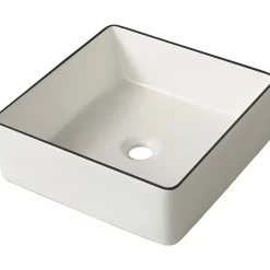 Planète Bain Vasque à poser carrée avec liseré noir - 38.5x38.5cm - Cadia
