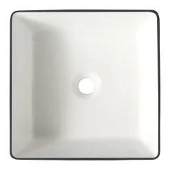 Planète Bain Vasque à poser carrée avec liseré noir - 38.5x38.5cm - Cadia