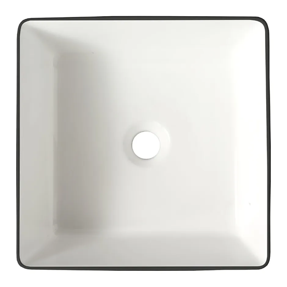 Planète Bain Vasque à poser carrée avec liseré noir - 38.5x38.5cm - Cadia