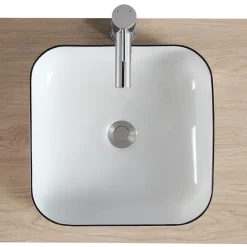 Homesight Vasque à poser carrée céramique blanc et noir Kala