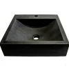 Vasque à poser carrée en basalte noir L.45 x H.10 x P.45 cm, Casa Linea Alba* Vasque À Poser