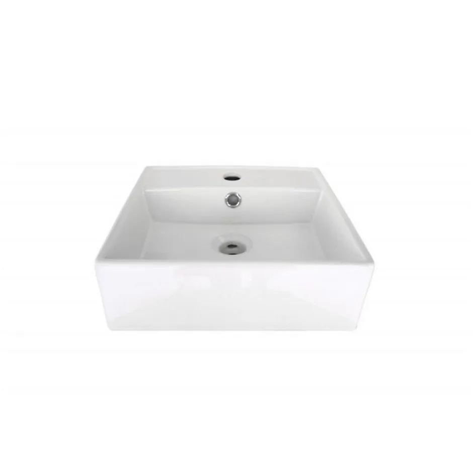 Mob-In Vasque à poser carrée en céramique blanche 38cm