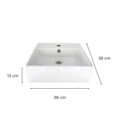 Mob-In Vasque à poser carrée en céramique blanche 38cm