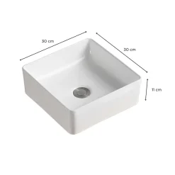 Mob-In Vasque à poser carrée en céramique blanche 30cm* Vasque À Poser