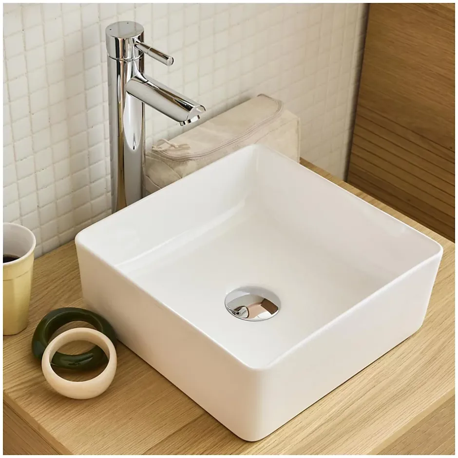Mob-In Vasque à poser carrée en céramique blanche 30cm* Vasque À Poser