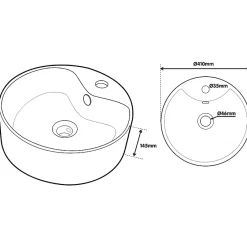 Planète Bain Vasque à poser Curve 41cm- ronde blanche* Vasque À Poser