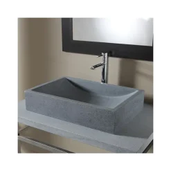 Planète Bain Vasque à poser en pierre naturelle Versailles Gris ardoisé