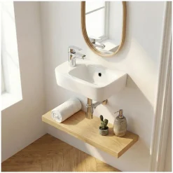 Mob-In Vasque à poser ou à suspendre rectangle en céramique 43x26,5cm* Plan Vasque Lave-Mains