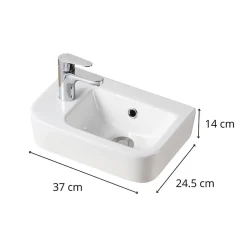 Mob-In Vasque à poser ou à suspendre rectangle en céramique 43x26,5cm* Plan Vasque Lave-Mains