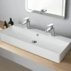 Planète Bain Vasque à poser ou à suspendre double robinet grande taille 110 x 42 cm - Regus* Vasque À Poser