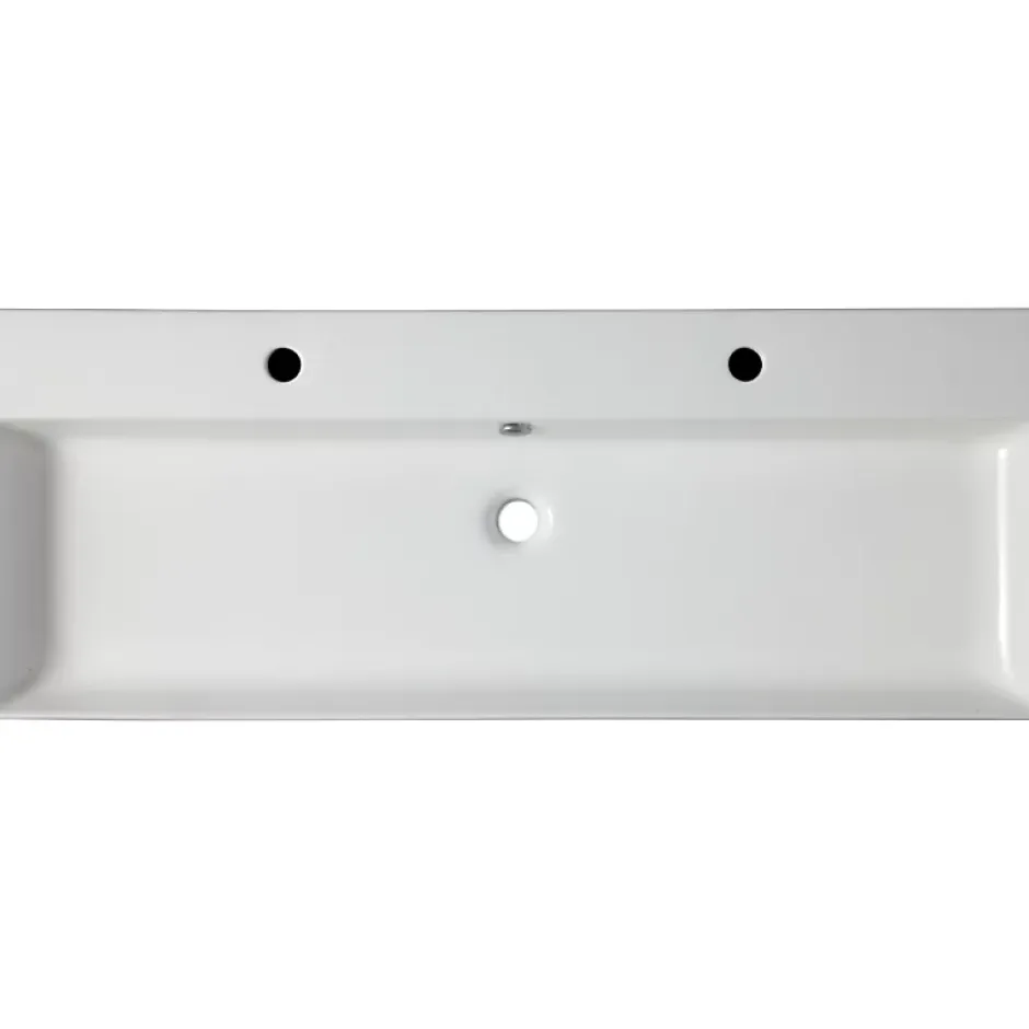 Planète Bain Vasque à poser ou à suspendre double robinet grande taille 110 x 42 cm - Regus* Vasque À Poser