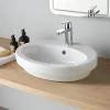 Planète Bain Vasque à poser ou semi encastrable ovale en céramique - Ajaccio