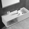 Bernstein Vasque à poser ou vasque murale 110x40x30cm en fonte minérale avec espace de rangement - Blanc - TWG36
