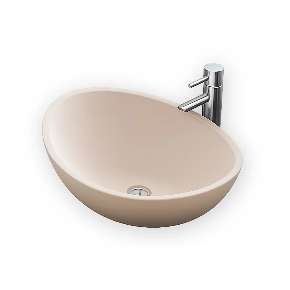 Ambra Vasque à Poser Ovale - 42 cm - en Solid Surface - Beige Rosé - Ovéa* Vasque À Poser