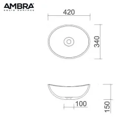 Ambra Vasque à Poser Ovale - 42 cm - en Solid Surface - Beige Rosé - Ovéa* Vasque À Poser