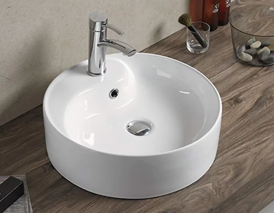 Silla Global Vasque à poser ovale, céramique 46,5x46,5x14,5 cm Blanc* Lavabo