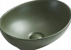 Silla Global Vasque à poser ovale, céramique 40,5x33x14 cm Vert mat* Lavabo