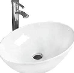 Silla Global Vasque à poser ovale, céramique 56x38,5x15 cm Blanc* Lavabo