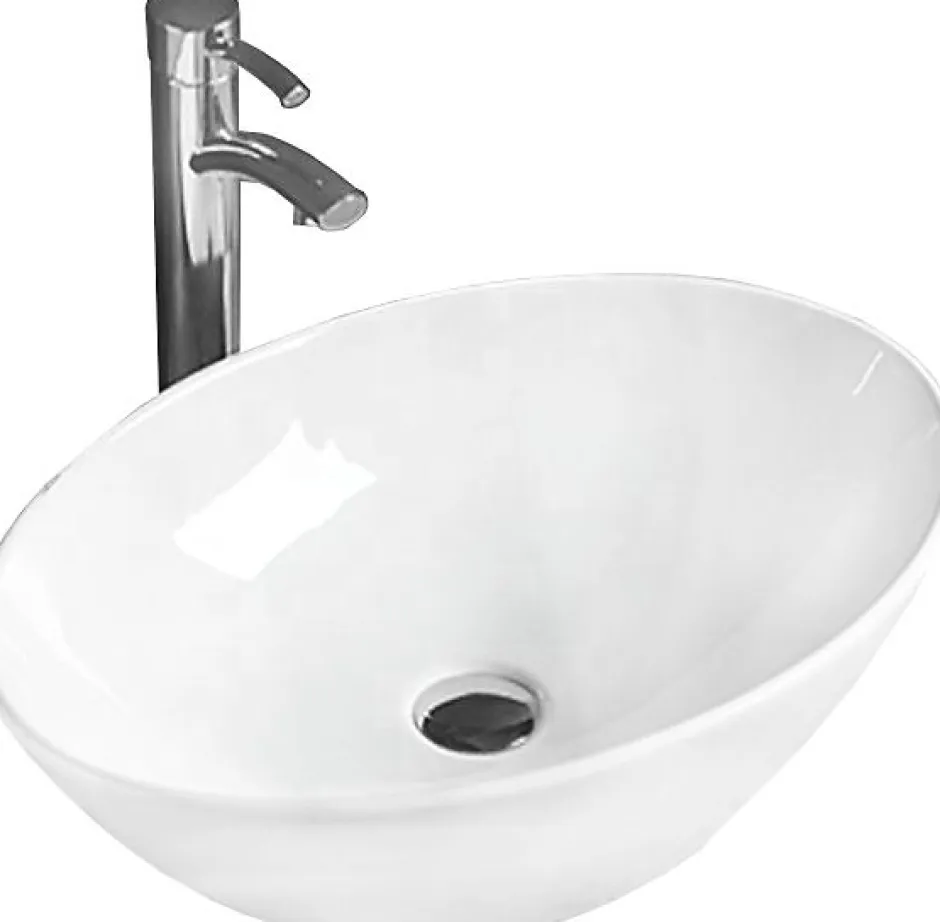Silla Global Vasque à poser ovale, céramique 56x38,5x15 cm Blanc* Lavabo