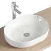 Homesight Vasque à poser ovale céramique imitation marbre blanc Lou* Vasque À Poser