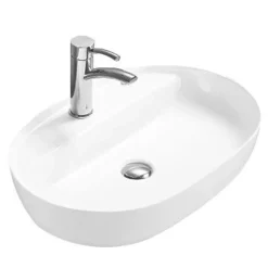 Silla Global Vasque à poser ovale, céramique 60,5x41x14 cm Blanc