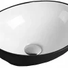 Silla Global Vasque à poser ovale, céramique 40,5x33x14 cm Blanc/noir* Lavabo