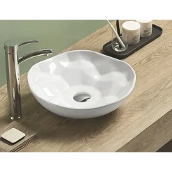 Silla Global Vasque à poser ovale, céramique 41x41x12 cm Blanc